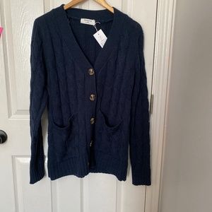 Button up cable knit sweater cardigan